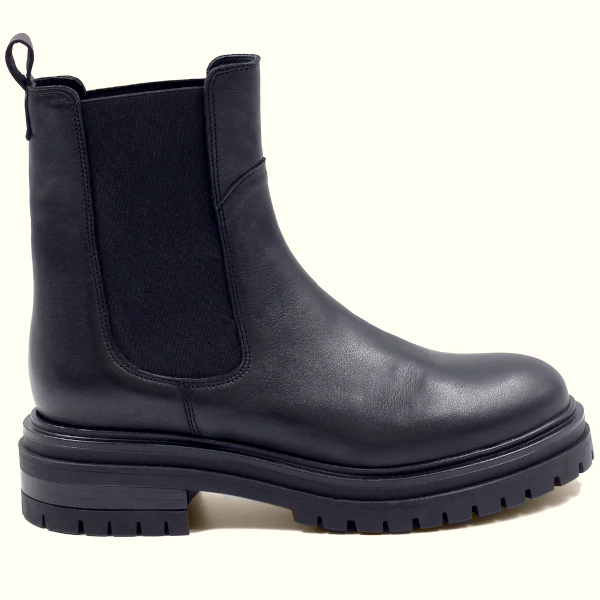 Bottines Chelsea crant�es cuir noir