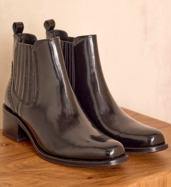 Bottines en cuir noir