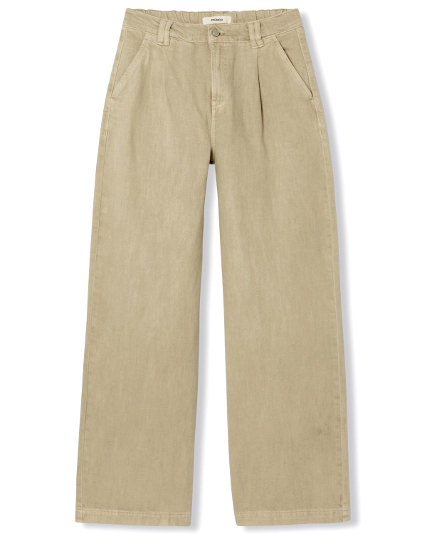 Pantalon large taille haute - Ecru