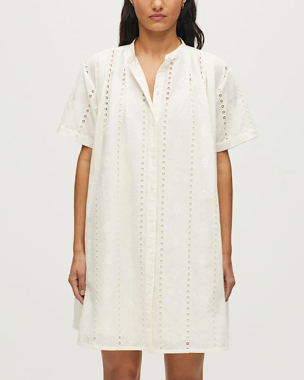 Robe courte brodée en coton