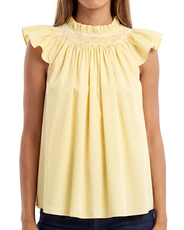 Mykonos Cotton Poplin Top | Yellow
