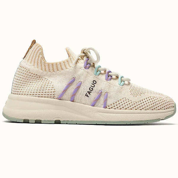 Basket Faguo beige en maille à détails pastel