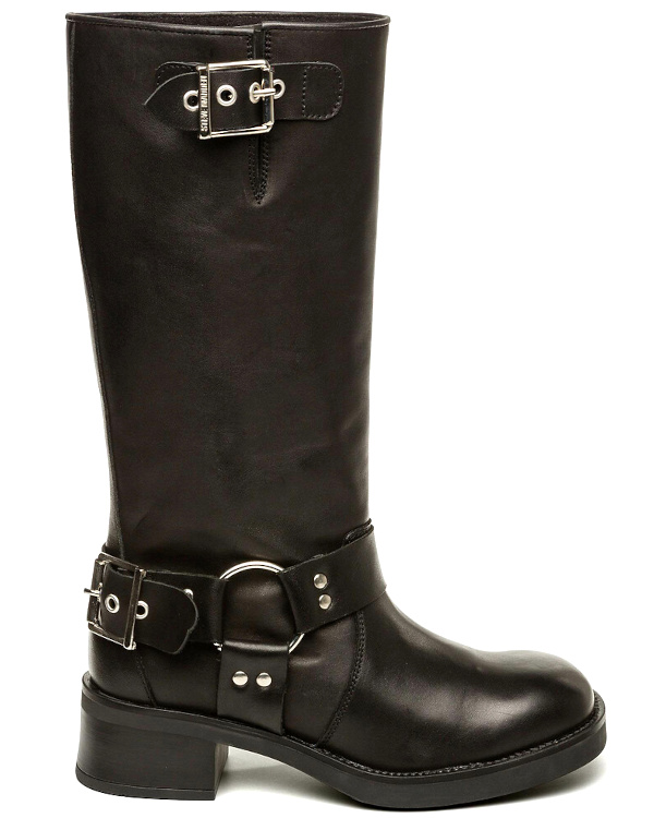 Botte haute noire esprit motard avec boucles